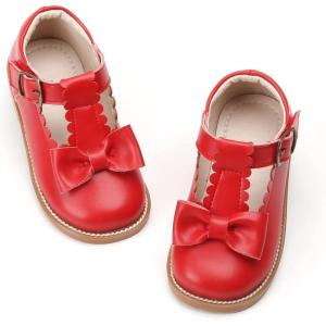 Kiderence Toddler Girls Mary Jane Dress Shoes Little Girls School Oxford Flats(Ck251 Red)