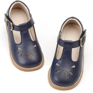Kiderence Toddler Girls Mary Jane Dress Shoes Little Girls School Oxford Flats(Ck256 Navy Blue)