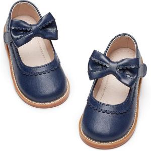 Kiderence Toddler Girls Mary Jane Dress Shoes Little Girls School Oxford Flats(Ck332 Navy Blue)