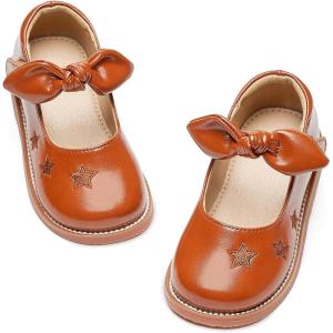 Kiderence Toddler Girls Mary Jane Dress Shoes Little Girls School Oxford Flats(Ck337 Brown)