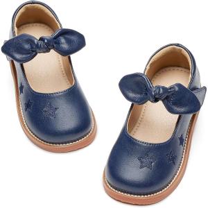 Kiderence Toddler Girls Mary Jane Dress Shoes Little Girls School Oxford Flats(Ck337 Navy Blue)