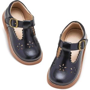 Kiderence Toddler Girls Mary Jane Dress Shoes Little Girls School Oxford Flats(Ck338 Black)