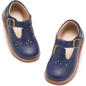 Kiderence Toddler Girls Mary Jane Dress Shoes Little Girls School Oxford Flats(Ck338 Blue)