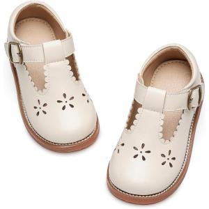 Kiderence Toddler Girls Mary Jane Dress Shoes Little Girls School Oxford Flats(Ck338 Off-white)