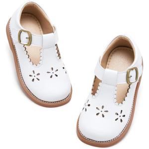 Kiderence Toddler Girls Mary Jane Dress Shoes Little Girls School Oxford Flats(Ck338 White)