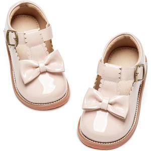 Kiderence Toddler Girls Mary Jane Dress Shoes Little Girls School Oxford Flats(Ck339 Nude)