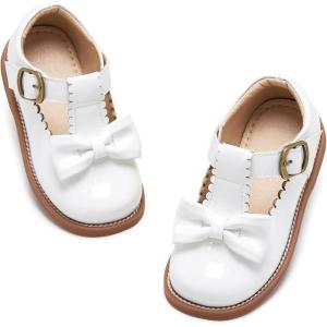 Kiderence Toddler Girls Mary Jane Dress Shoes Little Girls School Oxford Flats(Ck339 White)