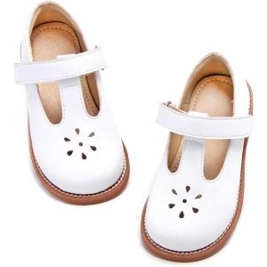 Kiderence Toddler Girls Mary Jane Dress Shoes Little Girls School Oxford Flats(Ck391 White)