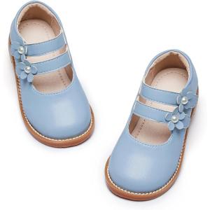 Kiderence Toddler Girls Mary Jane Dress Shoes Little Girls School Oxford Flats(Ck509 Blue)