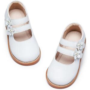 Kiderence Toddler Girls Mary Jane Dress Shoes Little Girls School Oxford Flats(Ck509 White)