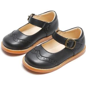 Kiderence Toddler Girls Mary Jane Dress Shoes Little Girls School Oxford Flats(F670 Black)