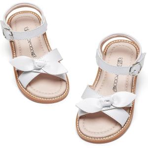 Kiderence Toddler Girls Pink Floral Sandals – Girls’ Casual Flat Sandals with Ankle Strap(Fk682 White)