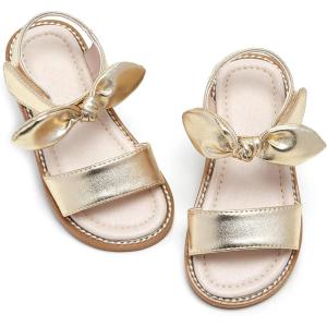 Kiderence Toddler Girls Sandals Little Girls Kids Shoes Girls Sandals Toddler(Ck303 Gold)