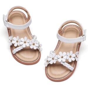 Kiderence Toddler Girls Sandals Little Girls Kids Shoes Girls Sandals Toddler(Ck538 White)
