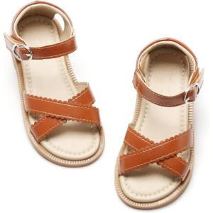 Kiderence Toddler Girls Sandals Little Girls Kids Shoes Girls Sandals Toddler(Ck695 Brown)