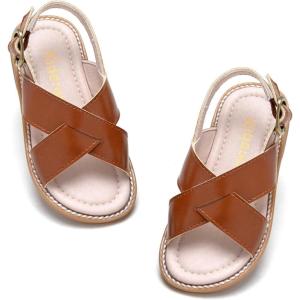 Kiderence Toddler Girls Sandals Little Girls Kids Shoes Girls Sandals Toddler(Ck932 Brown)