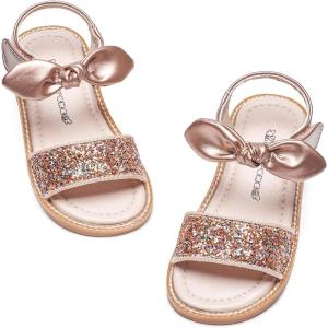Kiderence Toddler Girls Sandals Little Girls Kids Summer Shoes Toddler Sandals(Ck301 Champagne)