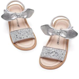 Kiderence Toddler Girls Sandals Little Girls Kids Summer Shoes Toddler Sandals(Ck301 Silver)