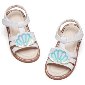 Kiderence Toddler Girls Sandals Little Girls Kids Summer Shoes Toddler Sandals(Ck539 White)
