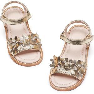 Kiderence Toddler Girls Sandals Little Girls Kids Summer Shoes Toddler Sandals(Ck935 Gold)