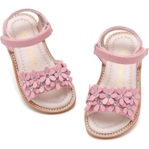 Kiderence Toddler Girls Sandals Little Girls Kids Summer Shoes Toddler Sandals(Ck935 Pink)