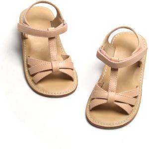 Kiderence Toddler Girls Sandals Little Girls Kids Summer Shoes Toddler Sandals(F628 Nude)
