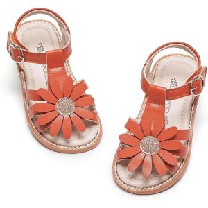 Kiderence Toddler Girls Sandals Little Girls Kids Summer Shoes Toddler Sandals(Fk681 Brown)