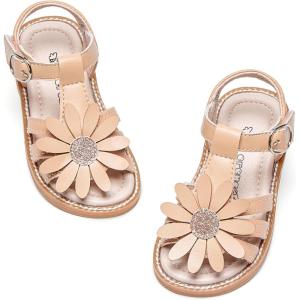 Kiderence Toddler Girls Sandals Little Girls Kids Summer Shoes Toddler Sandals(Fk681 Nude)
