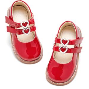 Kiderence Toddler Little Girl Mary Jane Dress Shoes School Oxford for Girls Flats(Ck336 Red)
