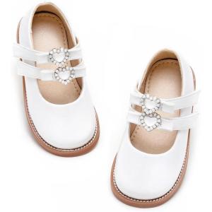 Kiderence Toddler Little Girl Mary Jane Dress Shoes School Oxford for Girls Flats(Ck336 White)