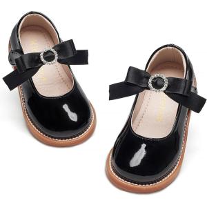 Kiderence Toddler Little Girl Mary Jane Dress Shoes School Oxford for Girls Flats(Ck503 Black)