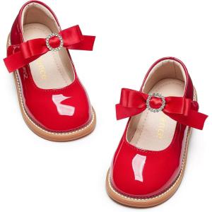 Kiderence Toddler Little Girl Mary Jane Dress Shoes School Oxford for Girls Flats(Ck503 Red)