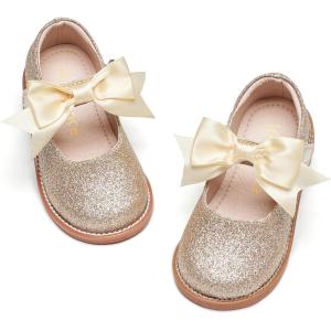 Kiderence Toddler Little Girl Mary Jane Dress Shoes School Oxford for Girls Flats(Ck504 Gold)