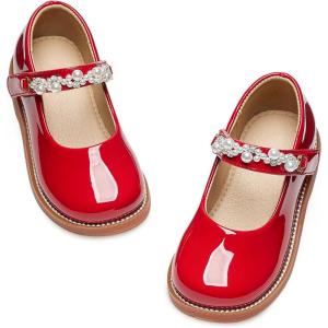 Kiderence Toddler Little Girl Mary Jane Dress Shoes School Oxford for Girls Flats(Ck505 Red)