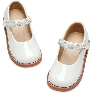 Kiderence Toddler Little Girl Mary Jane Dress Shoes School Oxford for Girls Flats(Ck505 White)