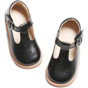 Kiderence Toddler Little Girls Mary Jane Dress Shoes School Oxford for Flats(C X02 Black)