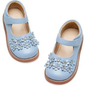 Kiderence Toddler Little Girls Mary Jane Dress Shoes School Oxford for Flats(Ck506 Light Blue)