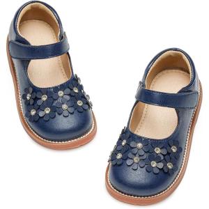 Kiderence Toddler Little Girls Mary Jane Dress Shoes School Oxford for Flats(Ck506 Navy Blue)
