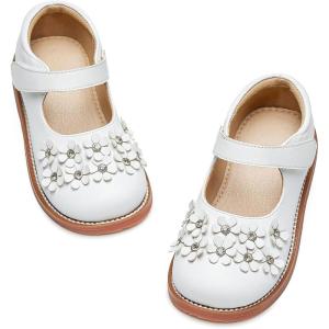 Kiderence Toddler Little Girls Mary Jane Dress Shoes School Oxford for Flats(Ck506 White)