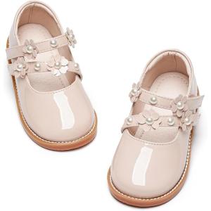 Kiderence Toddler Little Girls Mary Jane Dress Shoes School Oxford for Flats(Ck508 Nude)