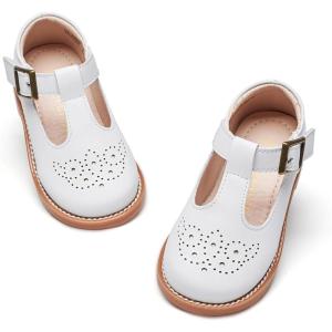 Kiderence Toddler Little Girls Mary Jane Dress Shoes School Oxford for Flats(F646 White)