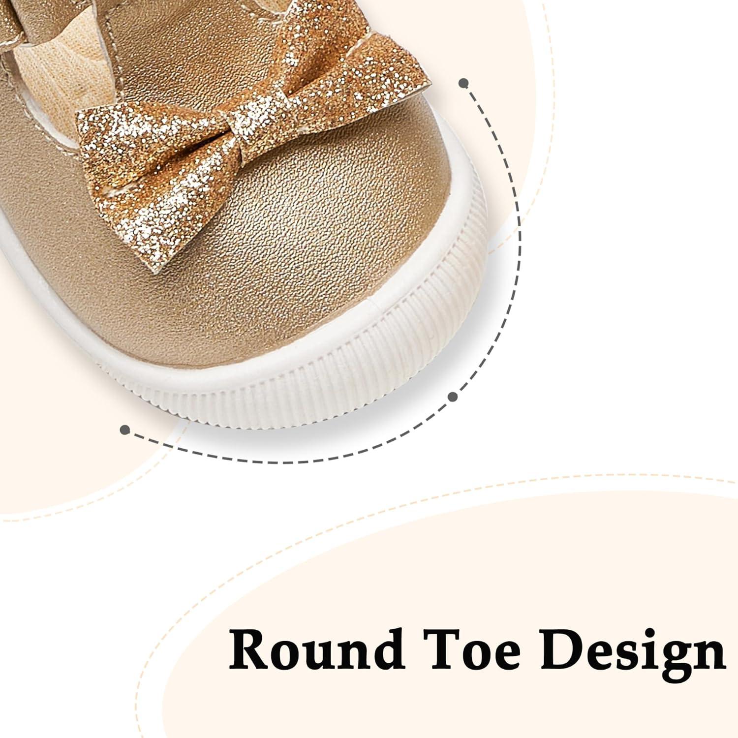 imageKiderence Baby Girls Prewalker Mary Jane Flats Bowknot Princess Dress Shoes InfantToddlerCyb03 Gold