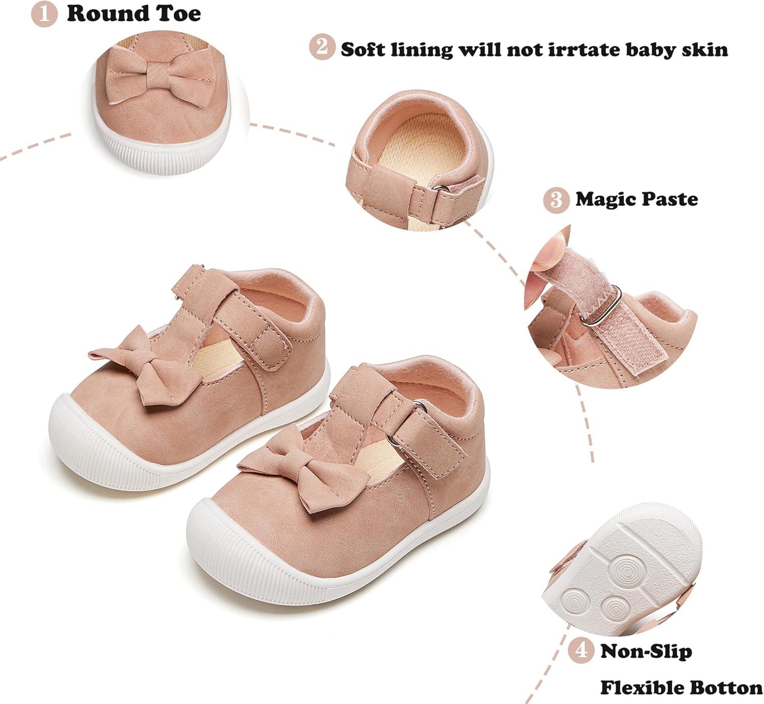 imageKiderence Baby Girls Prewalker Mary Jane Flats Bowknot Princess Dress Shoes InfantToddlerCyb03 Pink