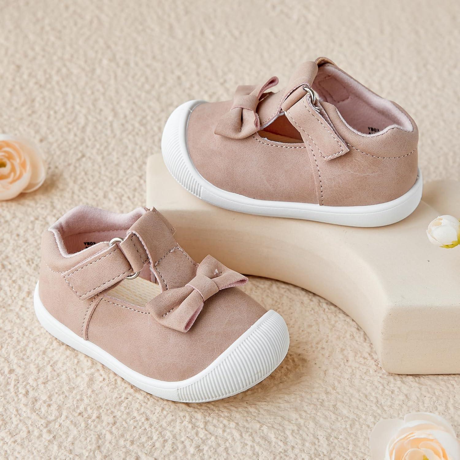 imageKiderence Baby Girls Prewalker Mary Jane Flats Bowknot Princess Dress Shoes InfantToddlerCyb03 Pink