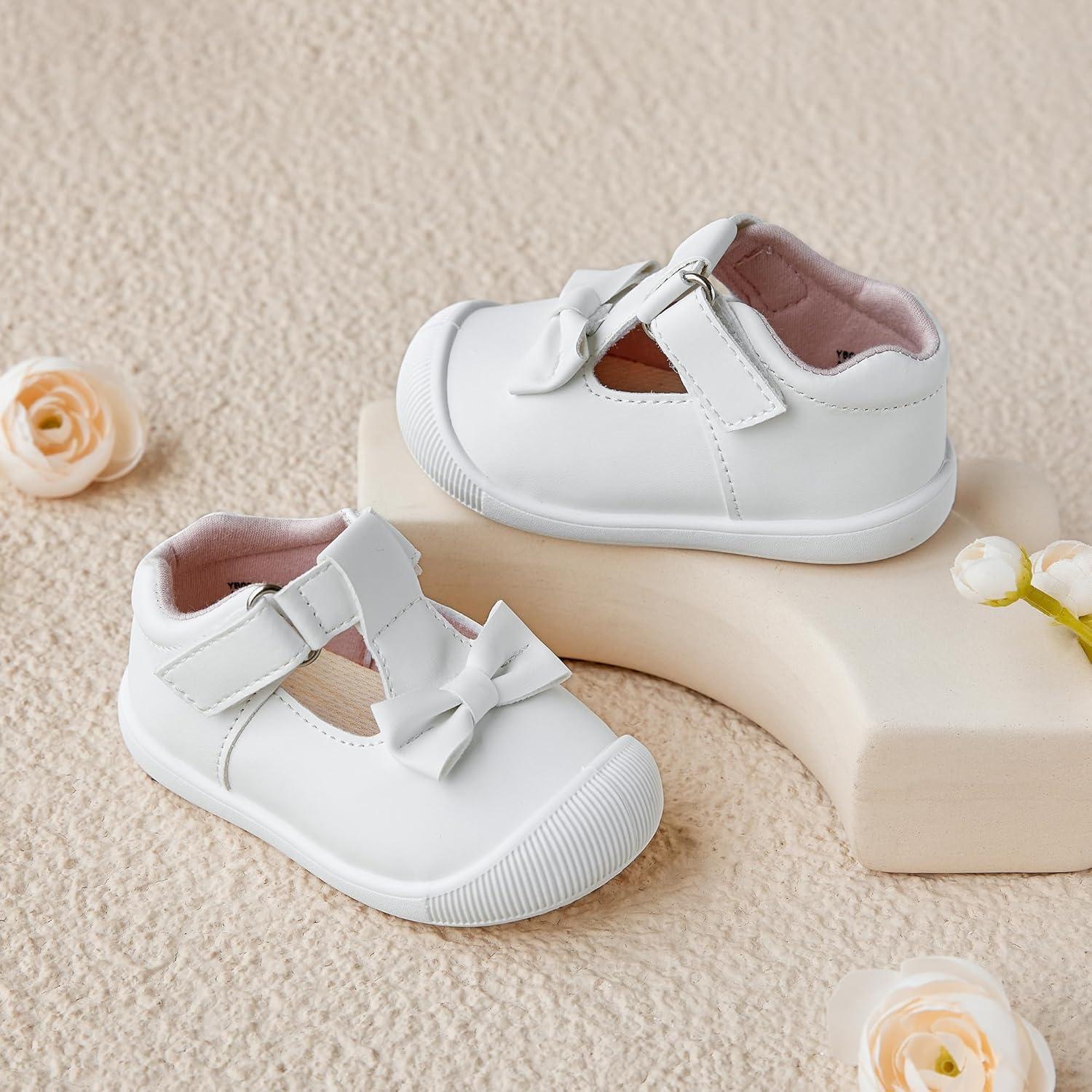 imageKiderence Baby Girls Prewalker Mary Jane Flats Bowknot Princess Dress Shoes InfantToddlerCyb03 White