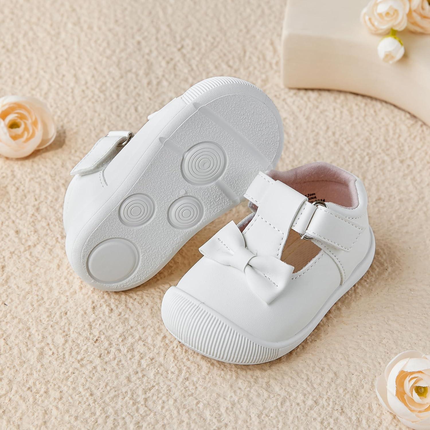 imageKiderence Baby Girls Prewalker Mary Jane Flats Bowknot Princess Dress Shoes InfantToddlerCyb03 White