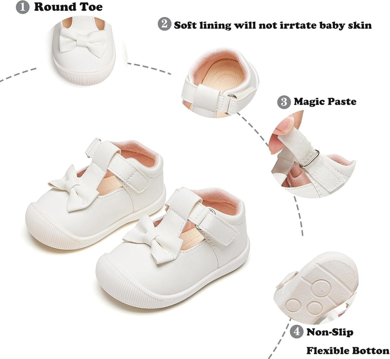 imageKiderence Baby Girls Prewalker Mary Jane Flats Bowknot Princess Dress Shoes InfantToddlerCyb03 White