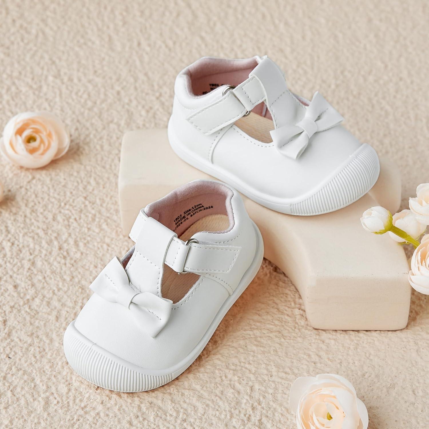imageKiderence Baby Girls Prewalker Mary Jane Flats Bowknot Princess Dress Shoes InfantToddlerCyb03 White