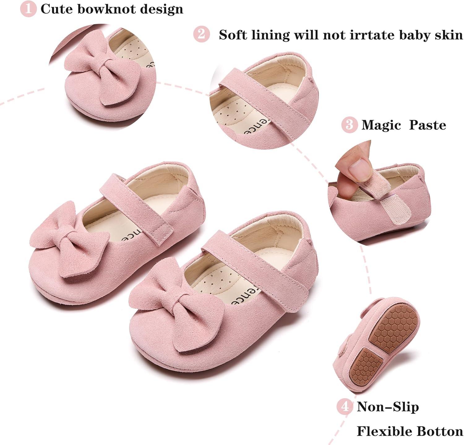 imageKiderence Baby Girls Prewalker Mary Jane Flats Bowknot Princess Dress Shoes InfantToddlerF6612 Pink