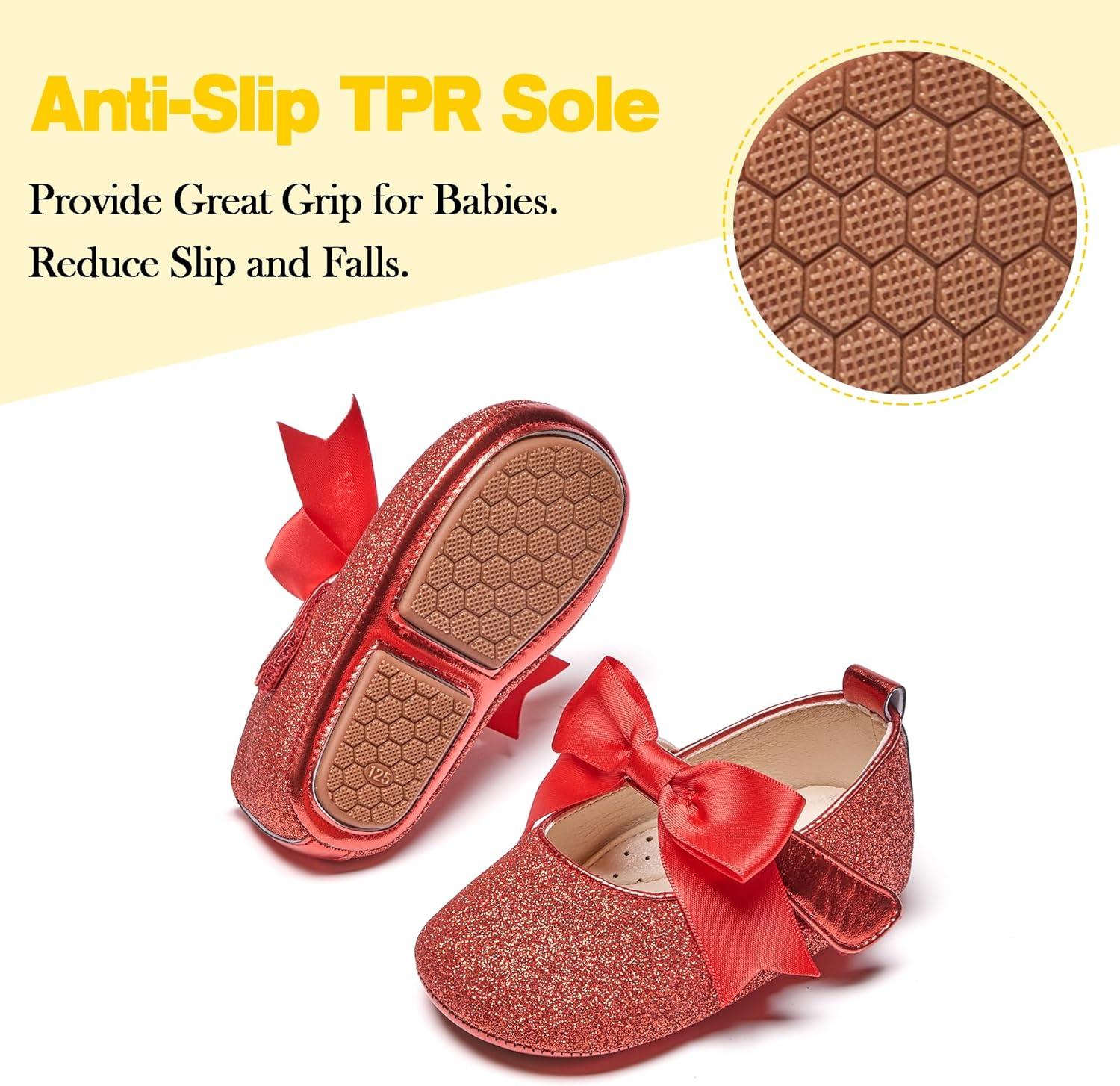 imageKiderence Baby Girls Prewalker Mary Jane Flats Bowknot Princess Dress Shoes InfantToddlerF6638 Red